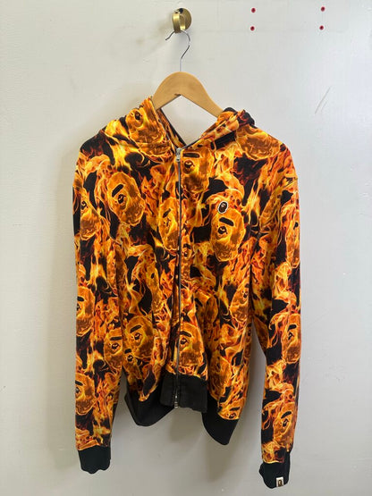 Preowned Bape Flame Zip Size Large