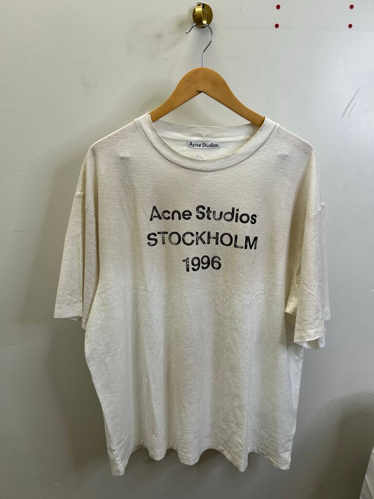Preowned Acne Studio Stockholm 1996 Distressed White Tee sz.XL