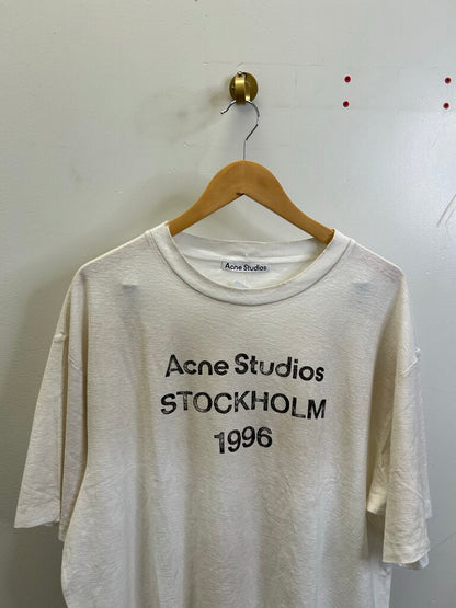Preowned Acne Studio Stockholm 1996 Distressed White Tee sz.XL
