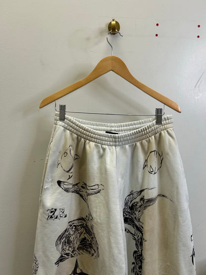Preowned Balenciaga Graffiti Cream Sweatpants size L