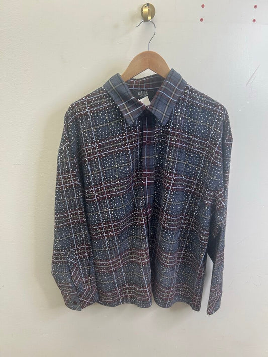 New HMDD Rhinestone Navy Red Flannel size XL