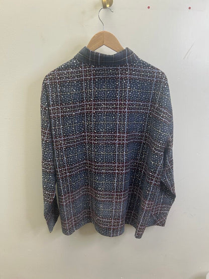 New HMDD Rhinestone Navy Red Flannel size XL