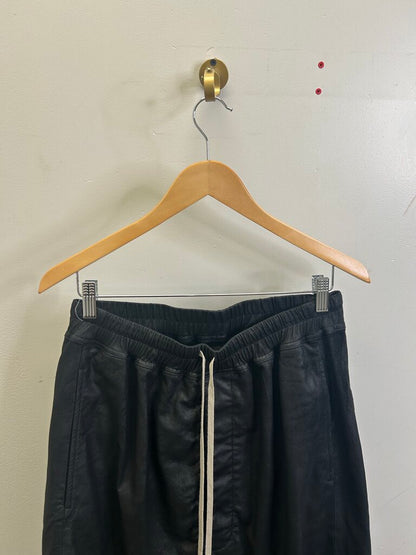 Preowned Rick Owens Cracked Leather Black Shorts size S/M