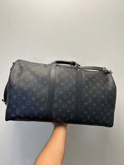 New Louis Vuitton Black Monogram Keepall 50