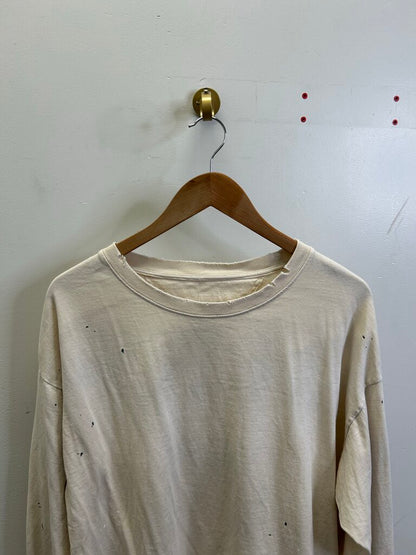 Preowned Maison Margiela Cream Thrashed Tee size M