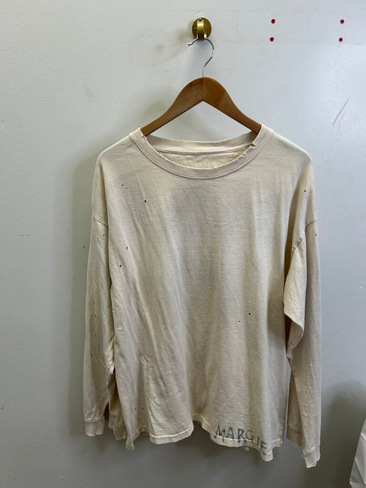 Preowned Maison Margiela Cream Thrashed Tee size M