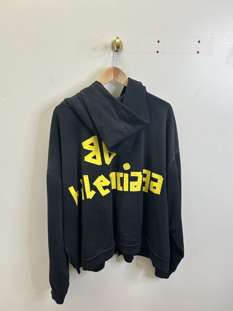 Preowned Balenciaga Black Yellow Tape Zip Size XXL