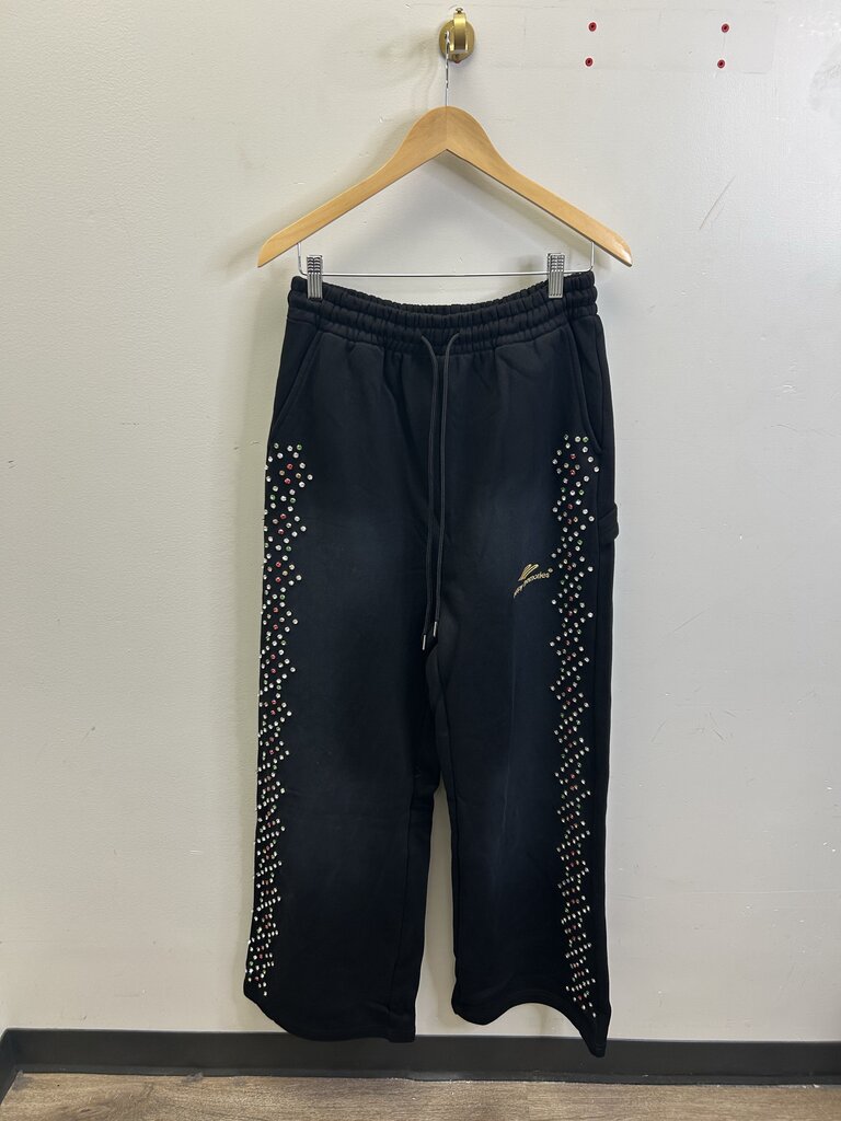 New HMDd Black Crystal Sweatpants Size Medium