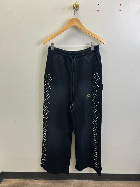 New HMDd Black Crystal Sweatpants Size Medium