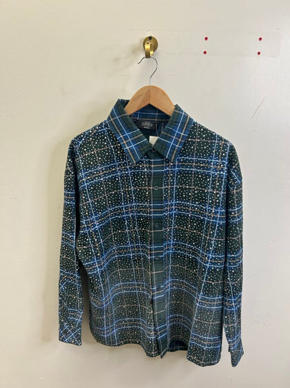 New HMDD Navy Green Rhinestone Flannel size L