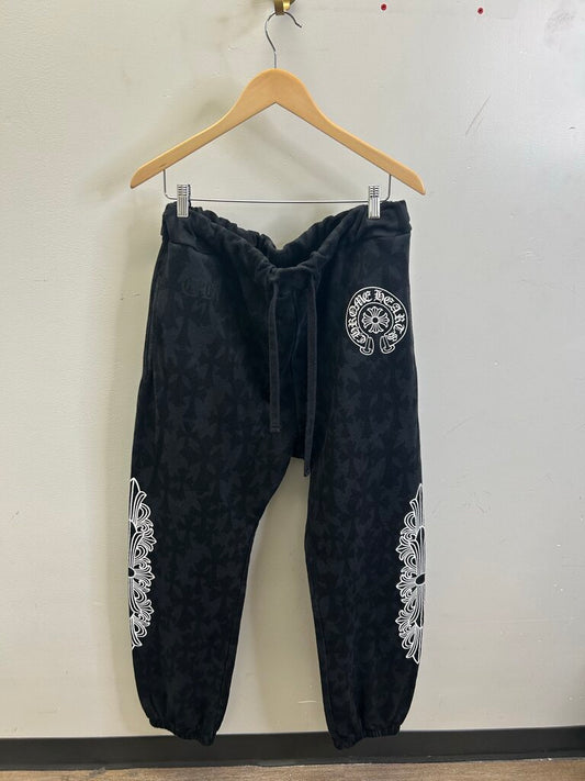 Preowned Chrome Heart Monogram Black Sweatpants size XL