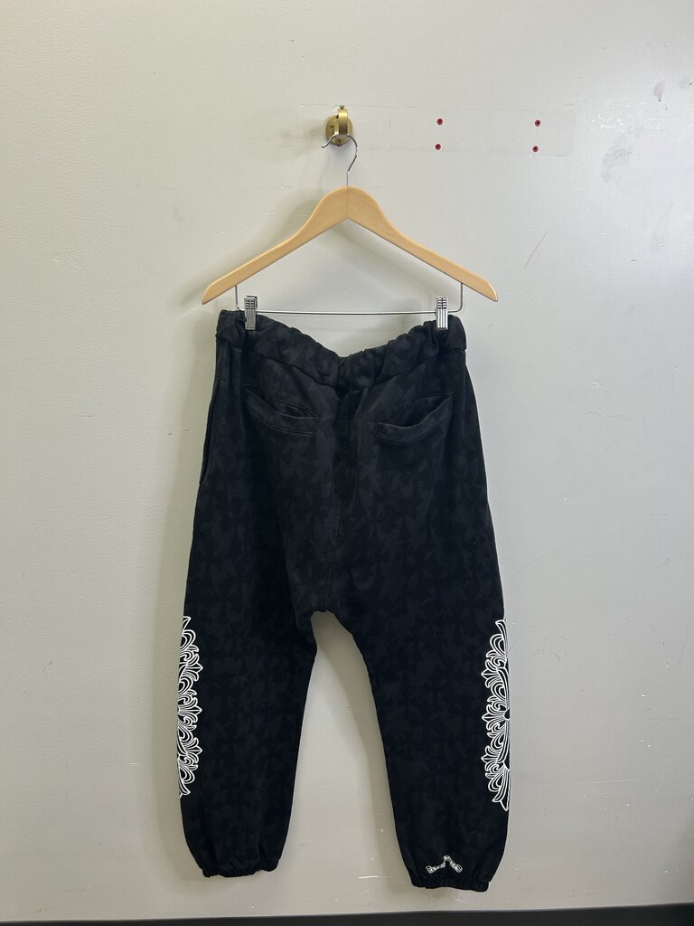 Preowned Chrome Heart Monogram Black Sweatpants size XL