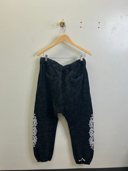 Preowned Chrome Heart Monogram Black Sweatpants size XL