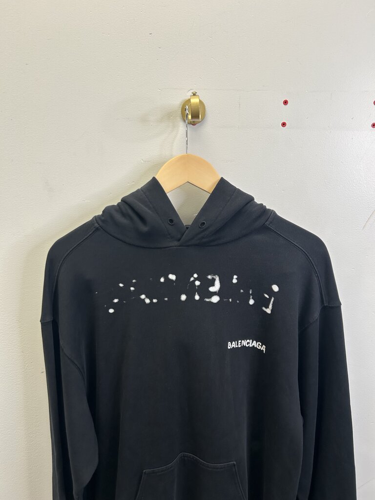 Preowned Balenciaga Faded Black White Hoodie size S