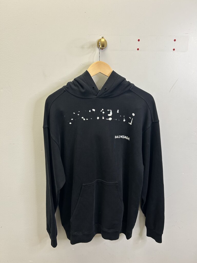 Preowned Balenciaga Faded Black White Hoodie size S