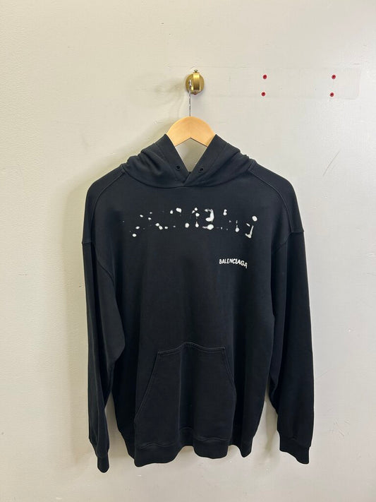 Preowned Balenciaga Faded Black White Hoodie size S