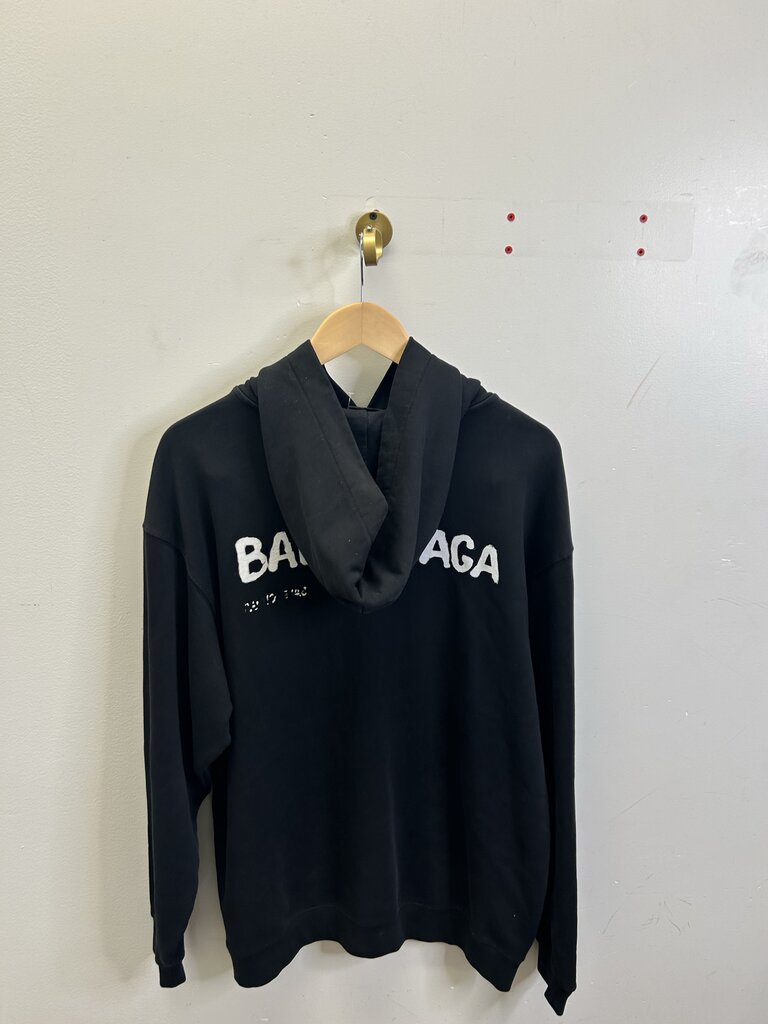 Preowned Balenciaga Faded Black White Hoodie size S