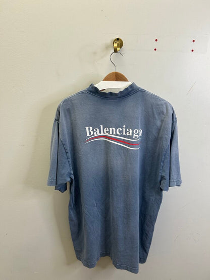 Preowned Balenciaga Fade Blue Campaign Tee sz.M