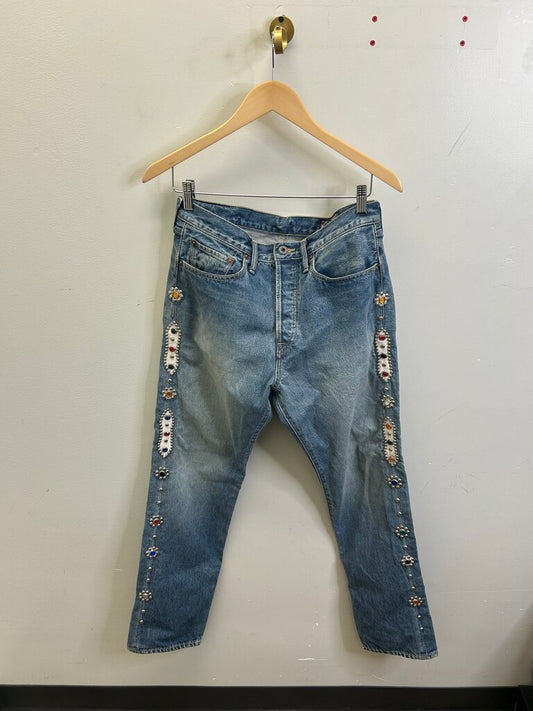 New Kapital Lightwash Rhinestone Jeans Size 32