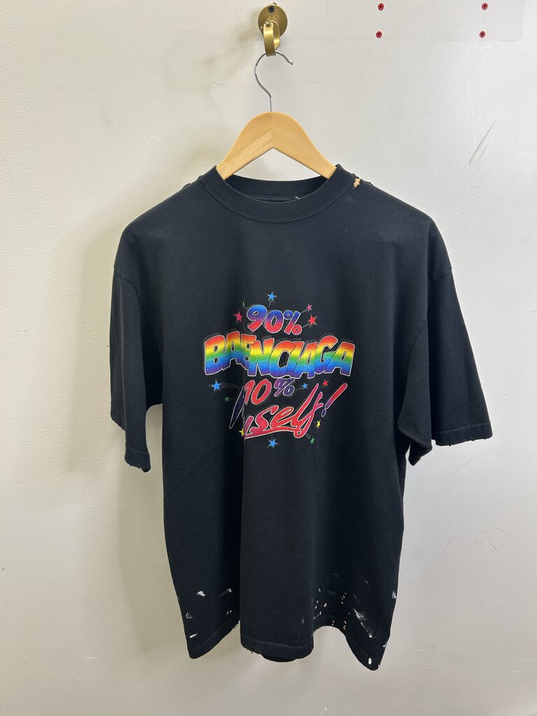 New Balenciaga 90% Multicolor Black Tee sz.XS ( M-L)