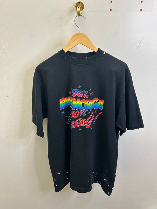 New Balenciaga 90% Multicolor Black Tee sz.XS ( M-L)
