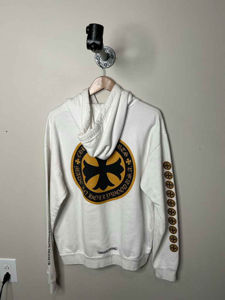 Preowned Chrome Hearts White Yellow Chrome Hoodie sz.M