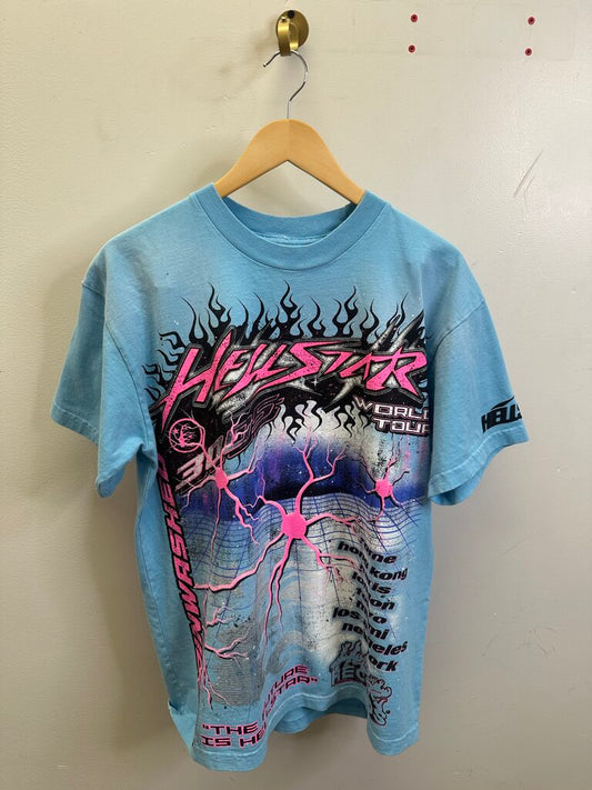 Preowned Hellstar Baby Blue Pink Thunder Tee size S