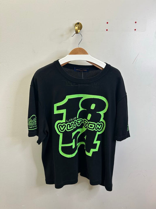 Preowned Louis Vuitton Virgil 1854 Black Lime Tee size XL