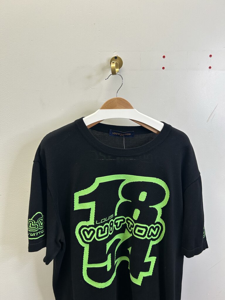 Preowned Louis Vuitton Virgil 1854 Black Lime Tee size XL