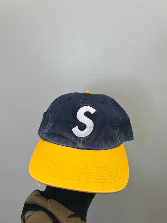 New Supreme S Logo Navy Yellow Hat