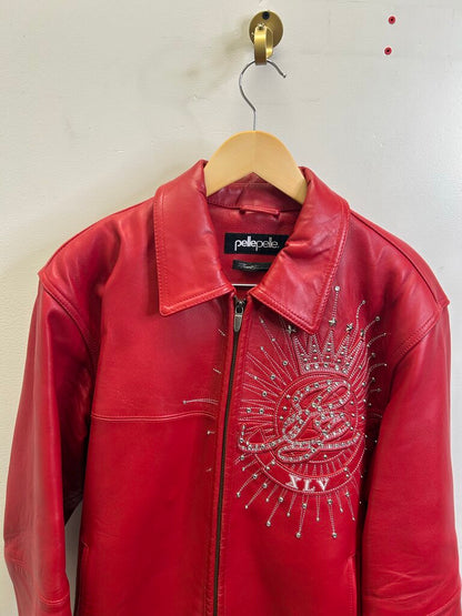 Preowned Pelle Pelle Red Leather Jacket Size Medium