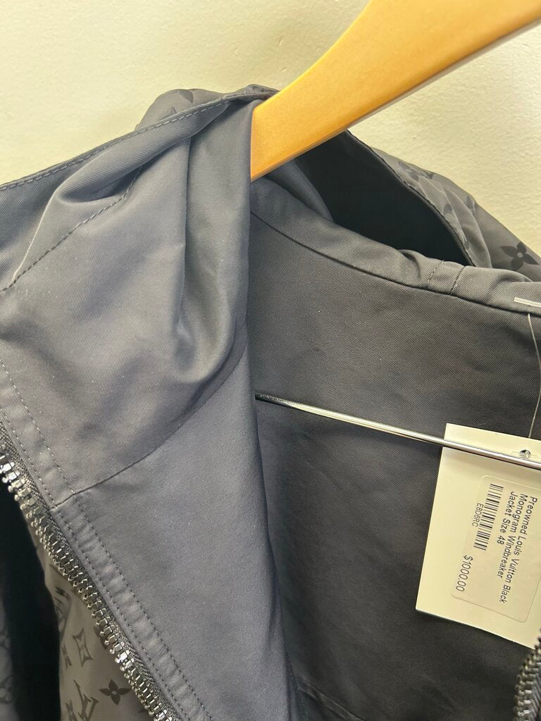 Preowned Louis Vuitton Black Monogram Windbreaker Jacket Size 48