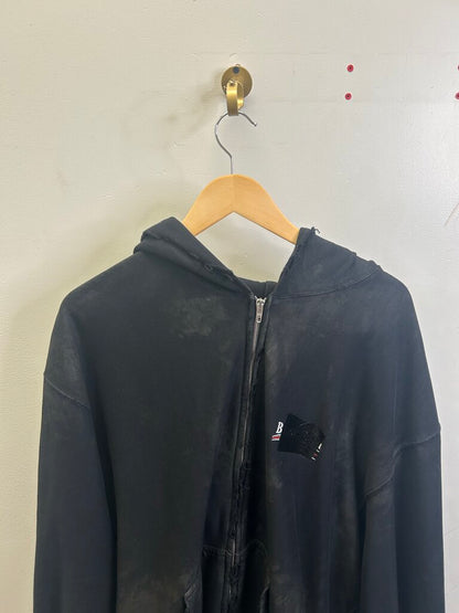 Preowned Balenciaga Black Mud Tap Logo Zip Up size 2XL