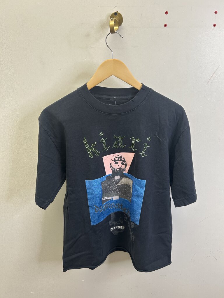 New Paly Kiari Black Green Rhinestone Tee Size Small