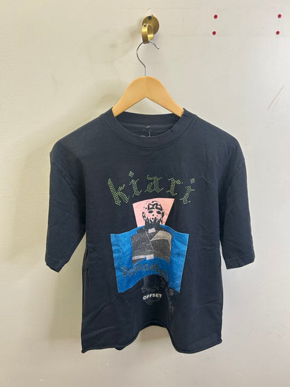 New Paly Kiari Black Green Rhinestone Tee Size Small