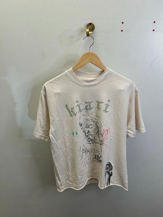 New Paly Kiari Cream Rhinestone Tee Size Large