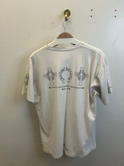 Preowned Chrome Hearts White Horseshoe Pocket Tee Size XL