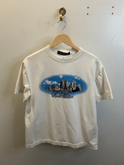 Preowned Louis Vuitton Old Town Logo White Tee size S