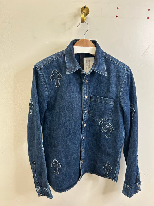Preowned Chrome Heart Denim Patch Button size M