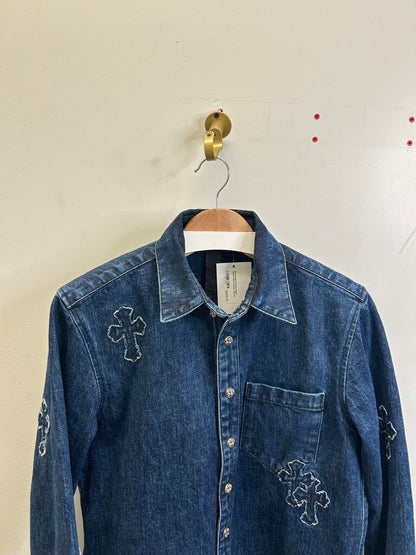 Preowned Chrome Heart Denim Patch Button size M