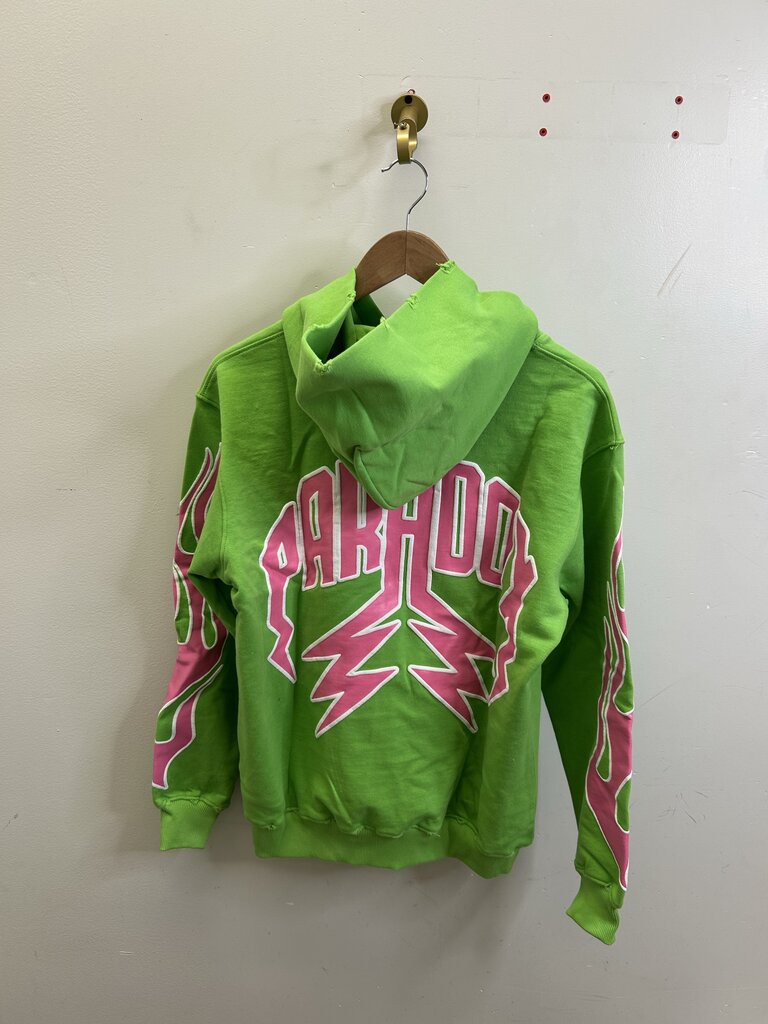 New Paradox Lightning Logo Arc Green Pink Hoodie size XS