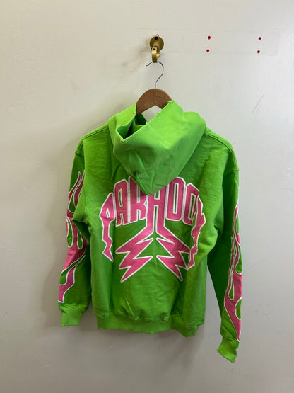 New Paradox Lightning Logo Arc Green Pink Hoodie size XS