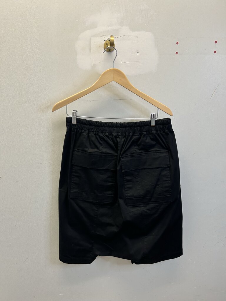 Preowned Rick Owens Black Drop Crotch Wax Shorts size L