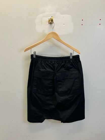 Preowned Rick Owens Black Drop Crotch Wax Shorts size L