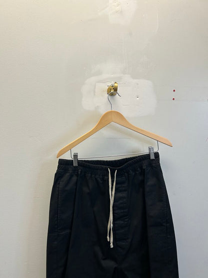 Preowned Rick Owens Black Drop Crotch Wax Shorts size L