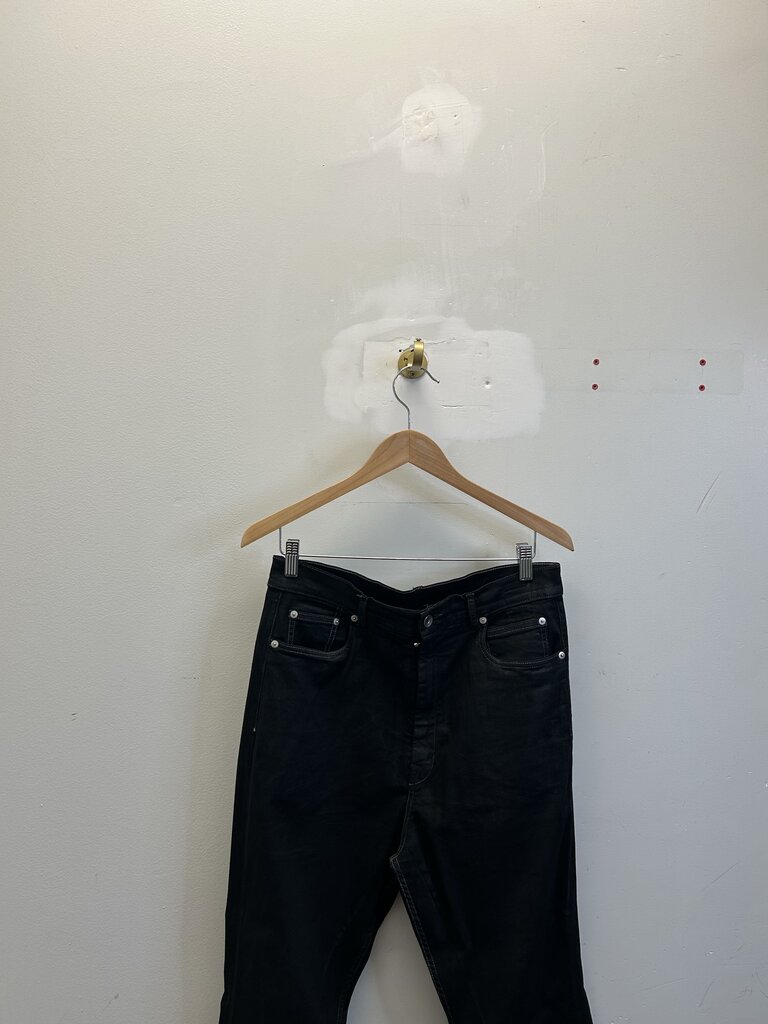 Preowned Rick Owens Black Wax Flare Pants Size 31