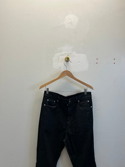 Preowned Rick Owens Black Wax Flare Pants Size 31