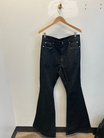 Preowned Rick Owens Black Wax Flare Pants Size 31