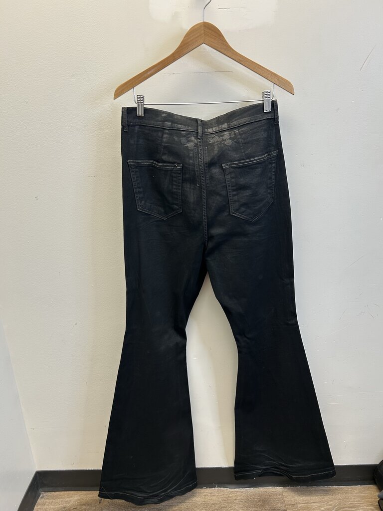 Preowned Rick Owens Black Wax Flare Pants Size 31