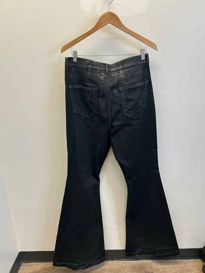 Preowned Rick Owens Black Wax Flare Pants Size 31